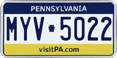 PA license plate MYV5022