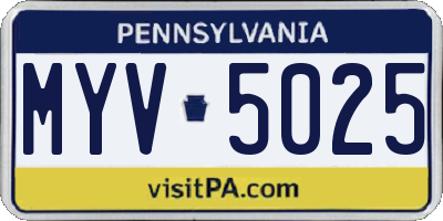 PA license plate MYV5025