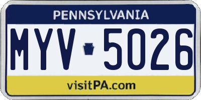 PA license plate MYV5026