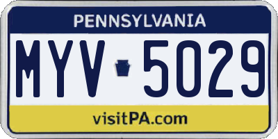 PA license plate MYV5029