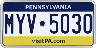 PA license plate MYV5030