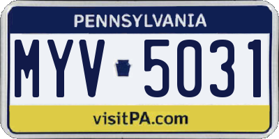 PA license plate MYV5031