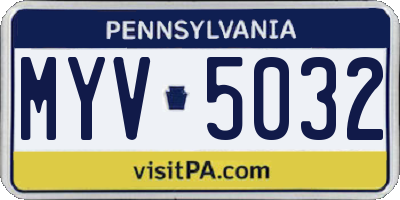 PA license plate MYV5032