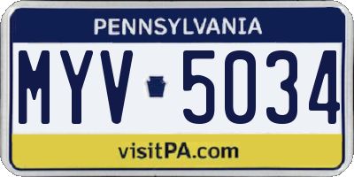PA license plate MYV5034