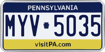 PA license plate MYV5035
