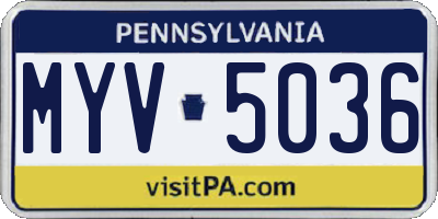 PA license plate MYV5036