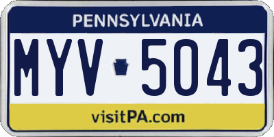 PA license plate MYV5043