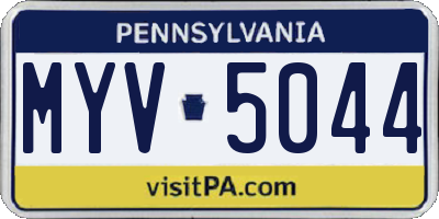PA license plate MYV5044