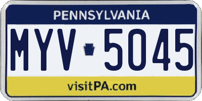 PA license plate MYV5045