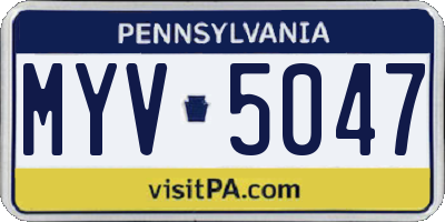 PA license plate MYV5047
