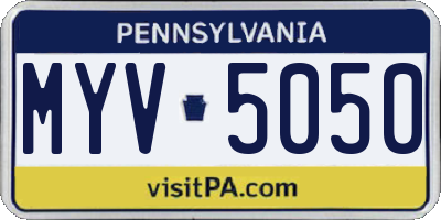 PA license plate MYV5050