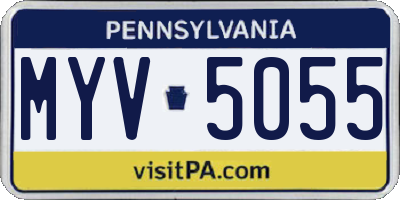 PA license plate MYV5055