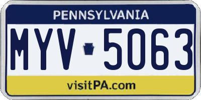PA license plate MYV5063
