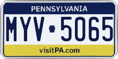 PA license plate MYV5065