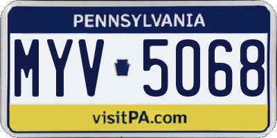 PA license plate MYV5068