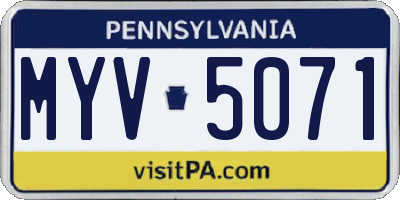 PA license plate MYV5071