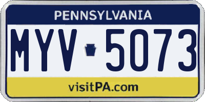 PA license plate MYV5073