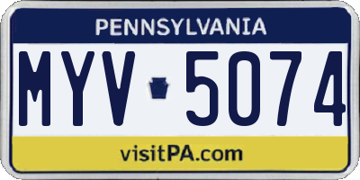 PA license plate MYV5074
