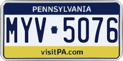 PA license plate MYV5076