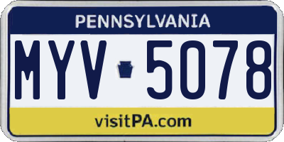 PA license plate MYV5078