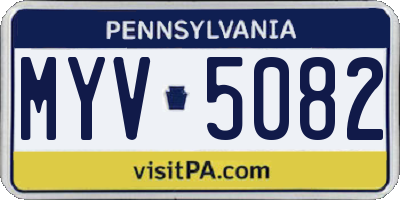 PA license plate MYV5082