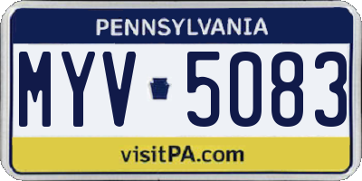 PA license plate MYV5083