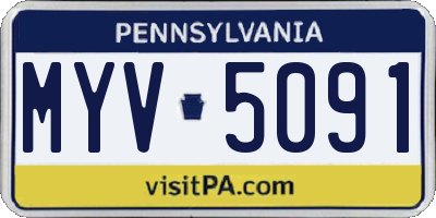 PA license plate MYV5091