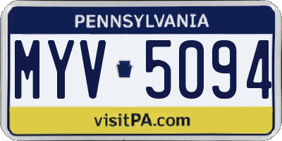 PA license plate MYV5094