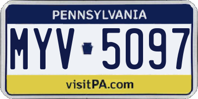 PA license plate MYV5097