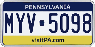 PA license plate MYV5098