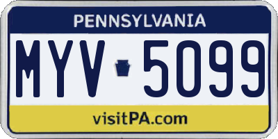 PA license plate MYV5099