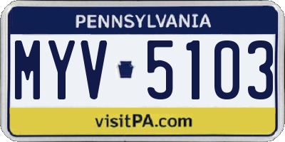 PA license plate MYV5103