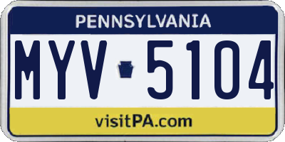 PA license plate MYV5104