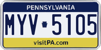 PA license plate MYV5105