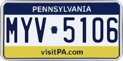 PA license plate MYV5106