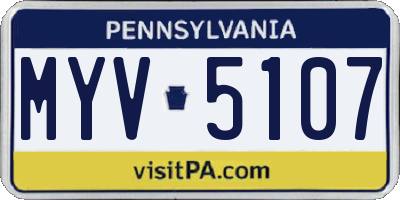 PA license plate MYV5107