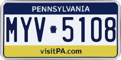 PA license plate MYV5108