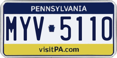 PA license plate MYV5110