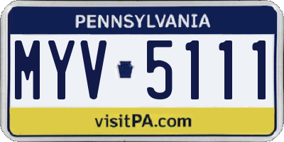 PA license plate MYV5111