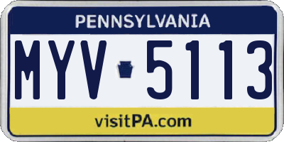 PA license plate MYV5113