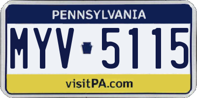 PA license plate MYV5115