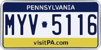 PA license plate MYV5116