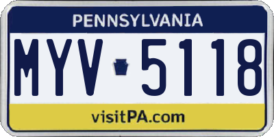 PA license plate MYV5118