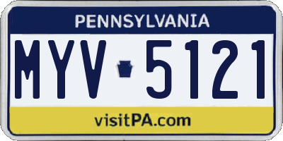 PA license plate MYV5121