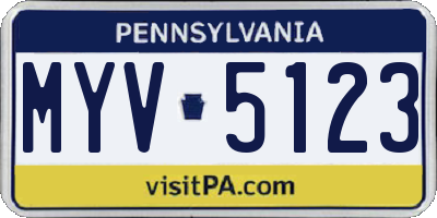 PA license plate MYV5123