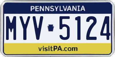 PA license plate MYV5124