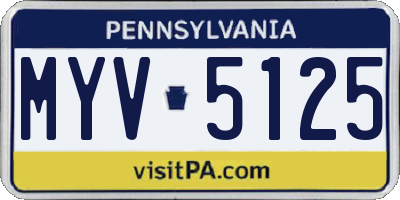 PA license plate MYV5125