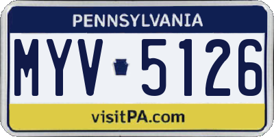 PA license plate MYV5126