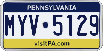 PA license plate MYV5129