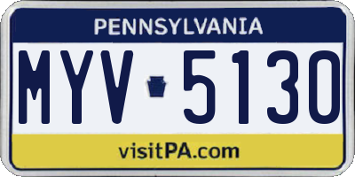 PA license plate MYV5130